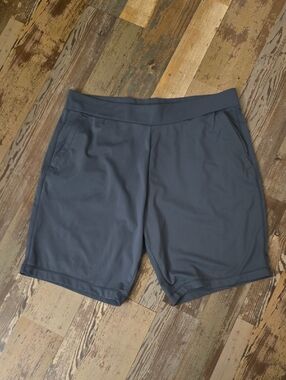 32 Degrees Cool Tech Shorts Gray Drawstring Pockets Poly Spandex L 9" Inseam XL